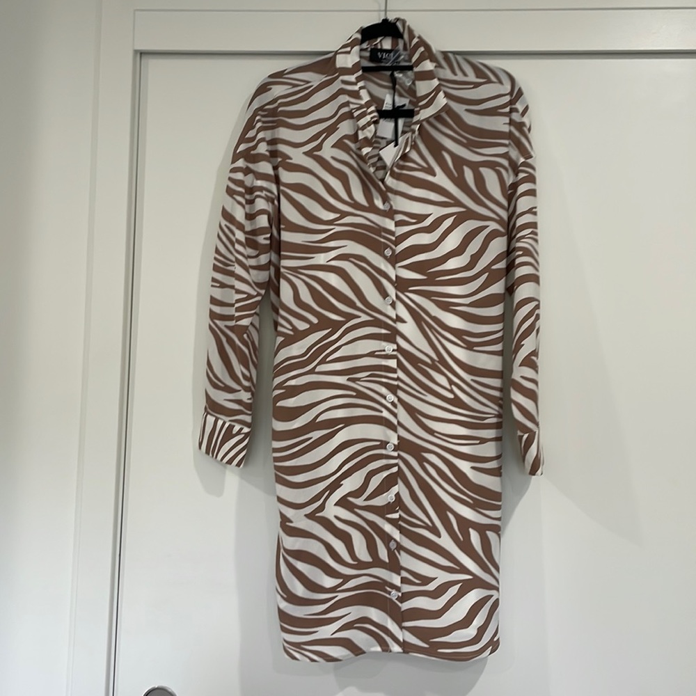 Vici animal print shirt dress